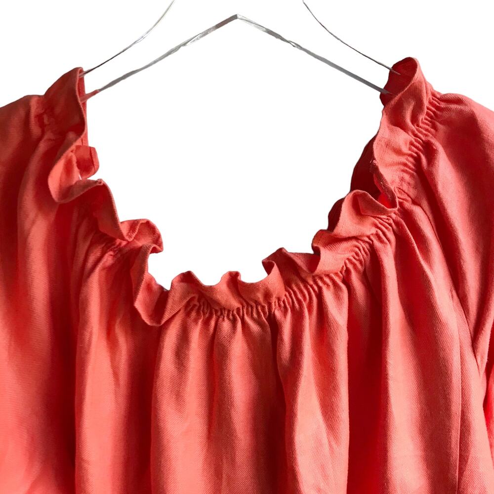Paris Susan Sutherland Linen Blouse XL Coral Embroidered - Picture 10 of 16